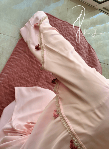 شرشف صلاة لف وردي على خربزي كروشيه يدوي الطرحة مثب...