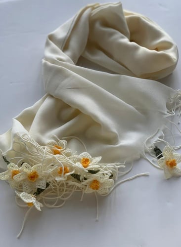 طرحة قطن بكروشيه ورد