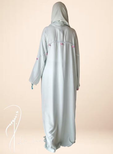 شرشف صلاة لف قطن بارد أخضر باستال مزين بكروشيه بنك...