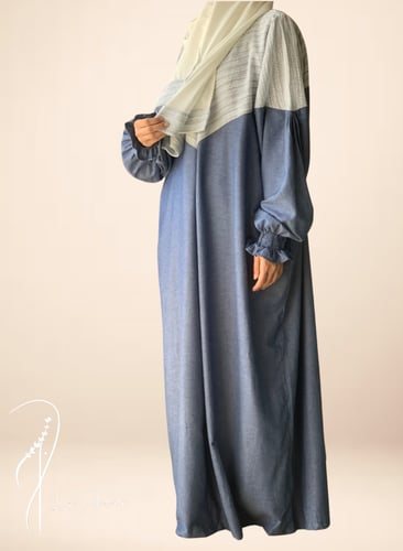 عباية شرشف سستة ازرق فاخر من القطن و القطن المغزول