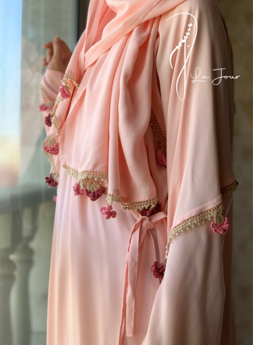 شرشف صلاة لف وردي على خربزي كروشيه يدوي الطرحة مثب...