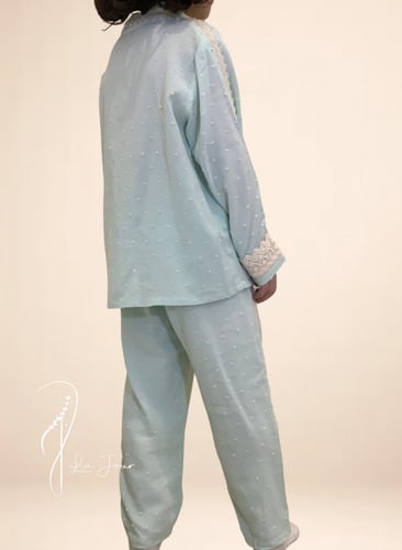 بيجامة أطفال قطن تفني منقط قيطان بيج