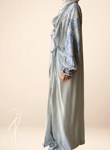 شرشف صلاة لف رسم باتيك أزرق باستيل الطرحة مثبتة