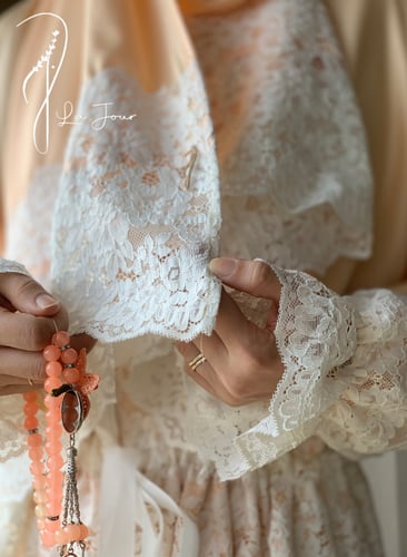 شرشف صلاة خربزي سستة دانتيل حزام