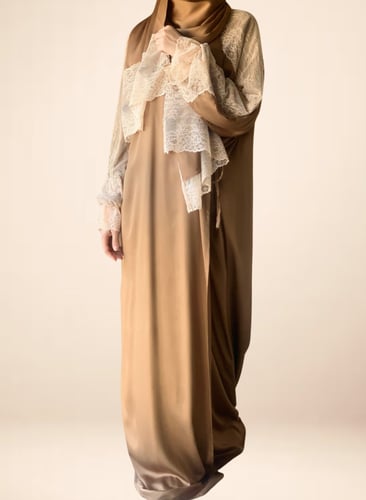 شرشف مرد لف بني دانتيل خربزي طرحة مثبتة