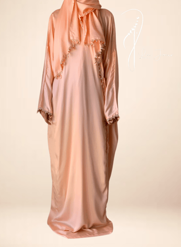 شرشف صلاة خربزي ستان اويا ورد و الطرحة متصلة