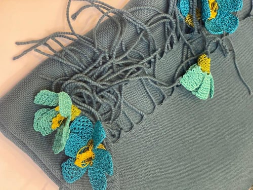 طرحة بكروشيه اويا تركي ورد