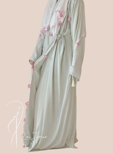 شرشف صلاة لف أخضر فاتح قطن بالكروشيه يدوي مميز