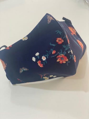 #5قطن كحلي منقوش ورد ناعم