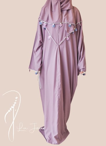 شرشف صلاة قطن سستة موف غامق مزين بالكروشيه من لاجو...