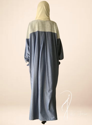 عباية شرشف سستة ازرق فاخر من القطن و القطن المغزول