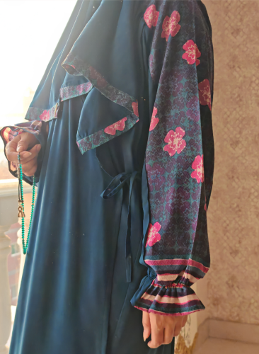 شرشف صلاة لف رسم باتيك كحلي بترولي مع فوشي