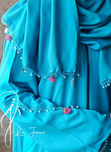 شرشف صلاة سستة ازرق ورد اويا الفاخر من لاجور