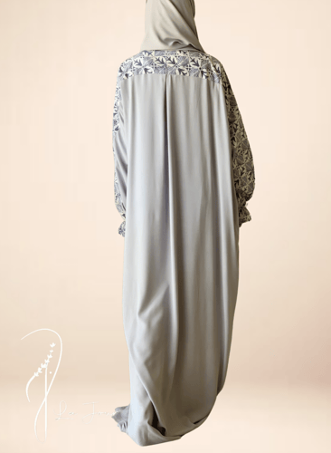 شرشف صلاة لف رسم باتيك رمادي الطرحة مثبتة