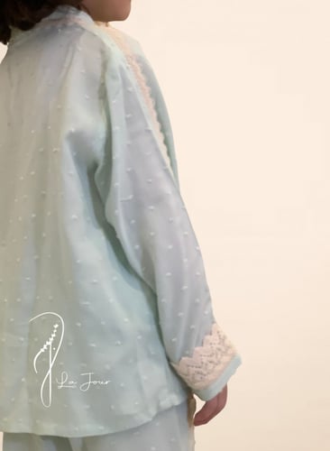 بيجامة أطفال قطن تفني منقط قيطان بيج