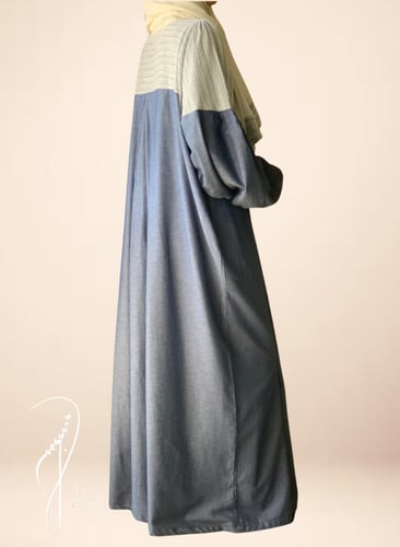 عباية شرشف سستة ازرق فاخر من القطن و القطن المغزول