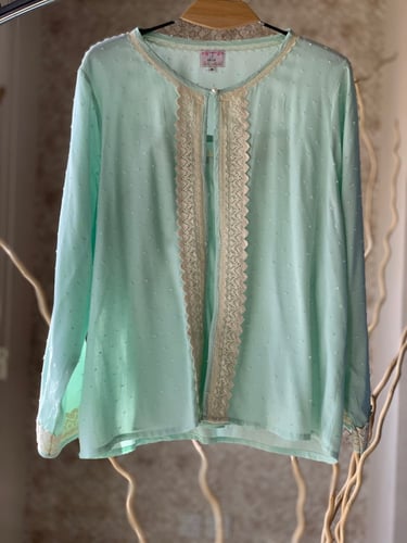 بيجامة تفني قطن دانتيل 3 قطع