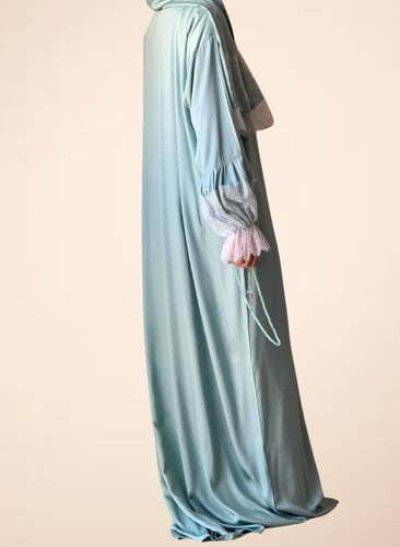 شرشف صلاة دانتيل سحاب أخضر فاتح