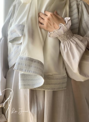 عباية شرشف سستة رمادي قطني