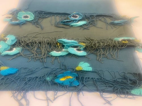 طرحة بكروشيه اويا تركي ورد