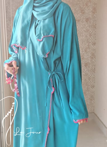 شرشف صلاة لف فيروزي بالكروشيه يدوي