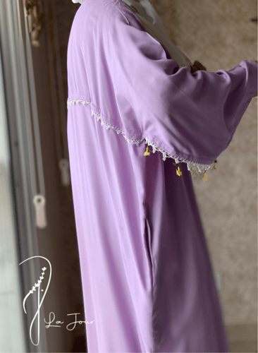 شرشف صلاة سحاب موف كروشيه يدوي و الطرحة منفصلة .