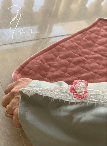 شرشف صلاة سحاب ازرق قطن ستان كروشيه يدوي