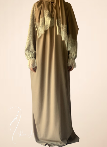 شرشف صلاة لف دانتيل موكا طرحة منفصلة