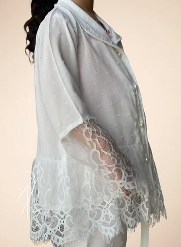 بيجامة اطفال قطن مع دانتيل أبيض