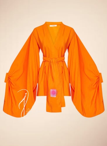 بلوزة كيمونو برتقالي قطن راقي