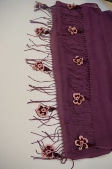 طرحة بكروشيه ورود اويا تركي احمر عنابي