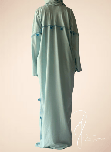 شرشف صلاة لف ازرق مزين بالكروشبه الفاخر