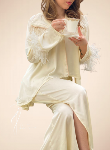 بيجاما ريش اوف وايت ستان حرير