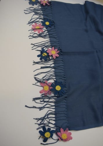 طرحة بكروشيه ورود اويا تركي ازرق و وردي