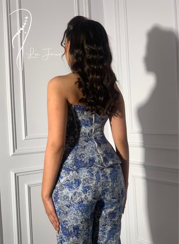 كورساج مشد جينز ازرق منقوش