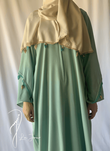 شرشف صلاة سحاب فستقي كروشيه يدوي طرحة منفصلة