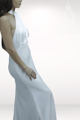 قميص نوم وروب ابيض حرير و دانتيل