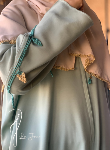 شرشف صلاة سحاب فستقي كروشيه يدوي طرحة منفصلة