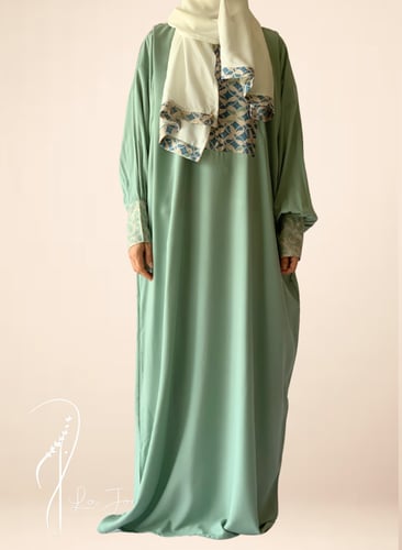 شرشف صلاة باتيك زيتي وفيروزي باستيل سستة