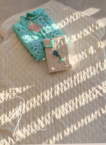 شرشف صلاة لف تيفني ستان مزين بأويا تركي يدوي من لا...