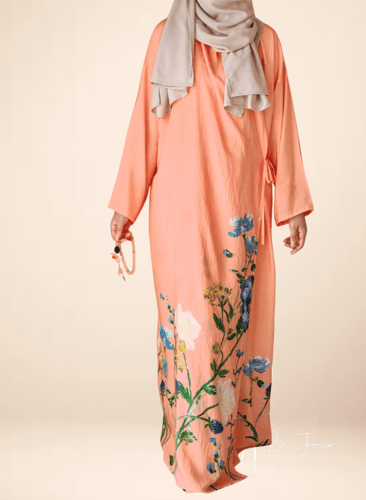 شرشف صلاة لاجور برتقالي بنقشة زهور فنية ولمسة أنثو...