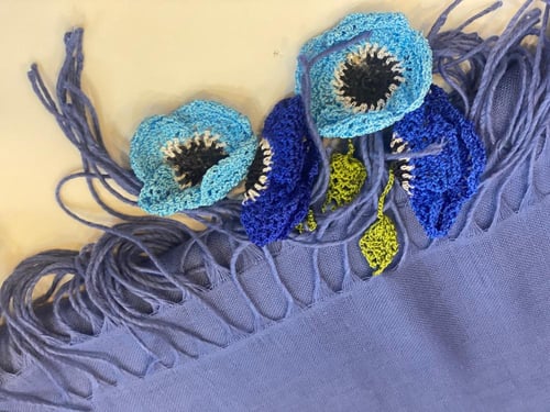 طرحة بكروشيه اويا تركي ورد