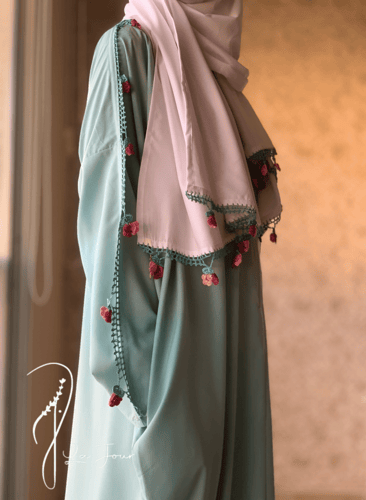 شرشف صلاة سحاب أخضر فيروزي كروشيه يدوي