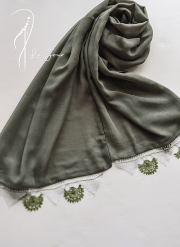 طرحة أويا بوال زيتي مثلث وورد