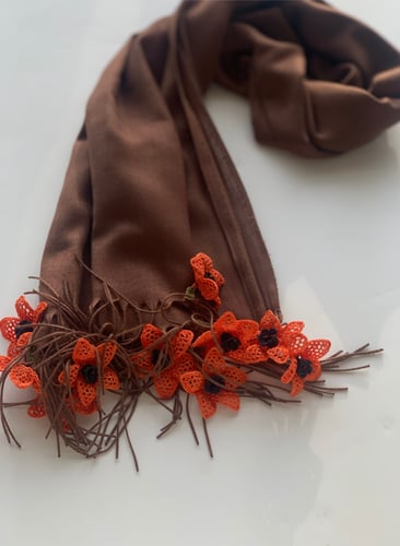 طرحة قطن بكروشيه ورد