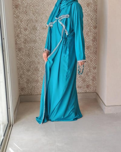 شرشف صلاة لف أزرق بالورد الاويا الفاخر التركي