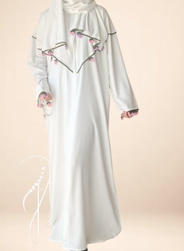 شرشف صلاة سستة ابيض بالكروشيه الوردي المميز