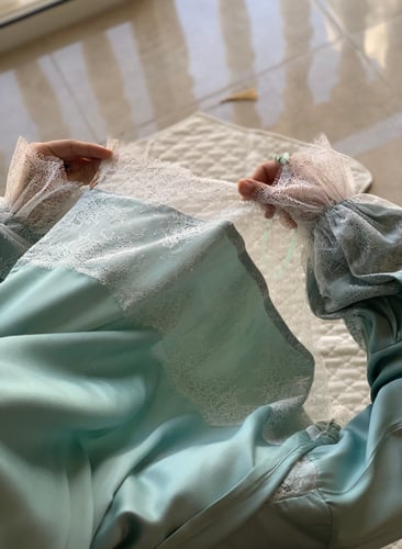 شرشف صلاة دانتيل سحاب أخضر