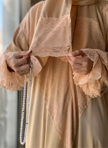 شرشف صلاة خربزي على سكري دانتيل خربزي سحاب