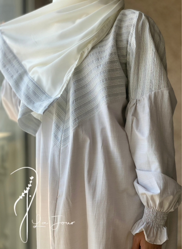 عباية شرشف سستة رمادي قطني